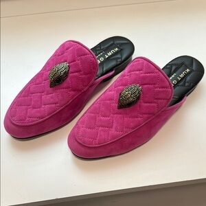 Kurt Geiger Pink Quilted Mules with Metallic Ornament